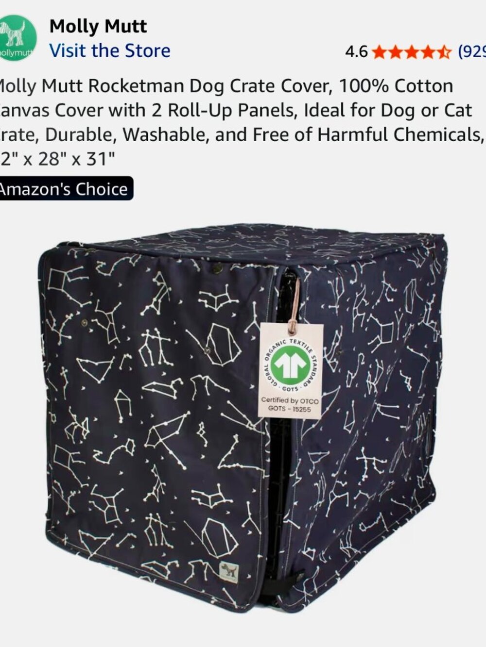 Like New Molly Mutt Dog Crate Cover 42"